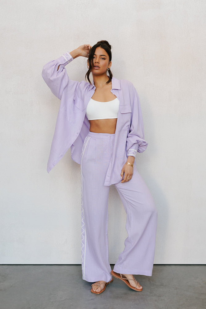 Amazon Pants - Lilac/White