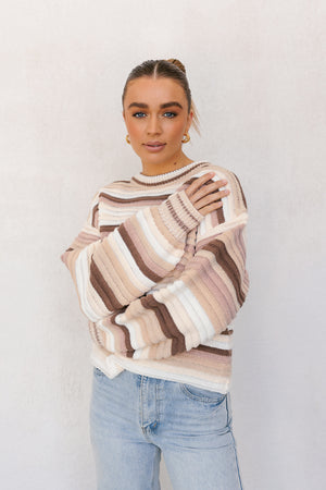 Zuma Jumper - Beige/Brown Stripe