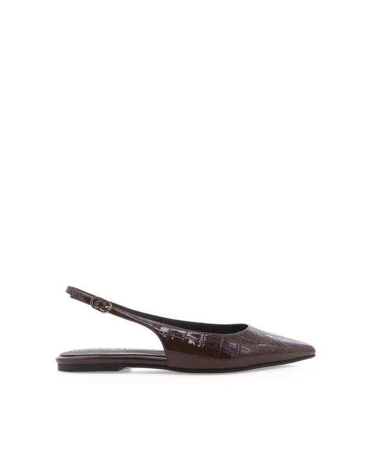 Henna Flats - Dark Chocolate Patent Croc