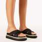 Aysha Slides - Black Raffia