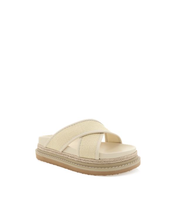 Aysha Slides - Cream Raffia