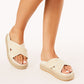 Aysha Slides - Cream Raffia