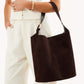 Cali Shoulder Bag - Chocolate Suede