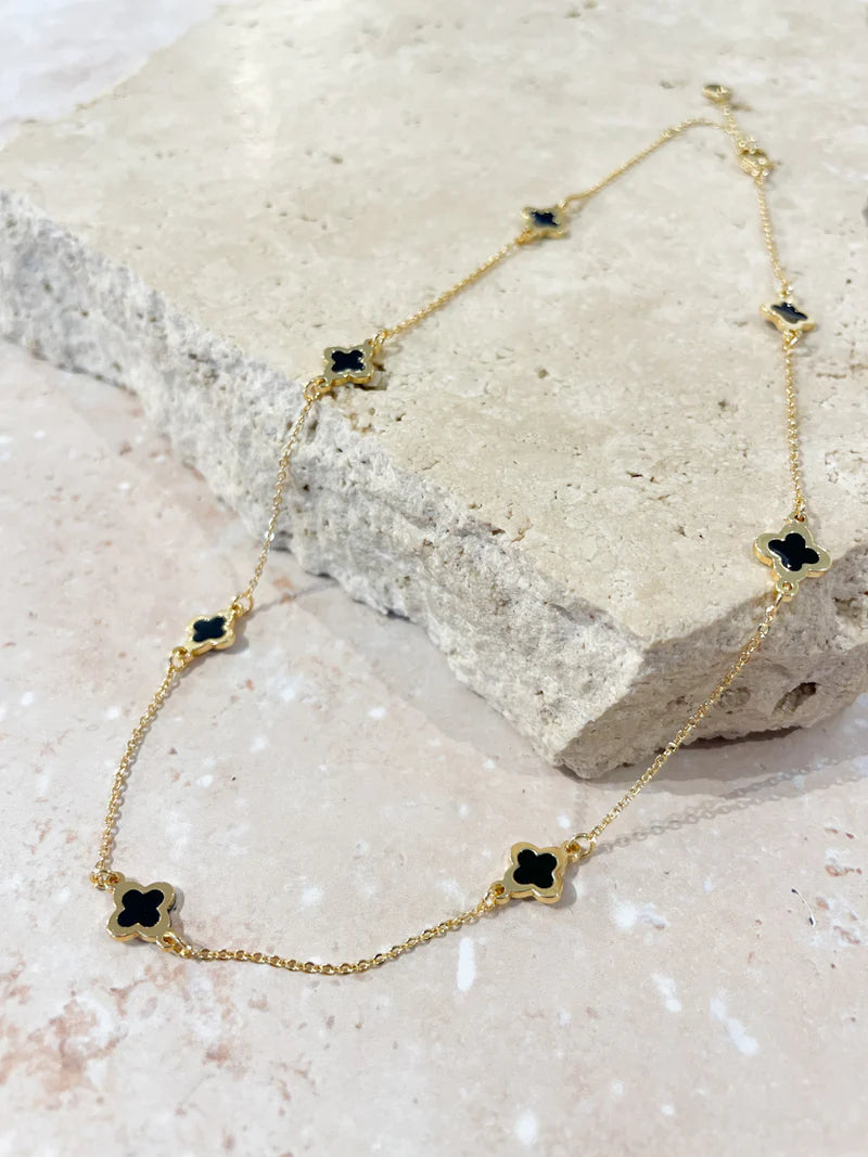 Clover Necklace - Black & Gold