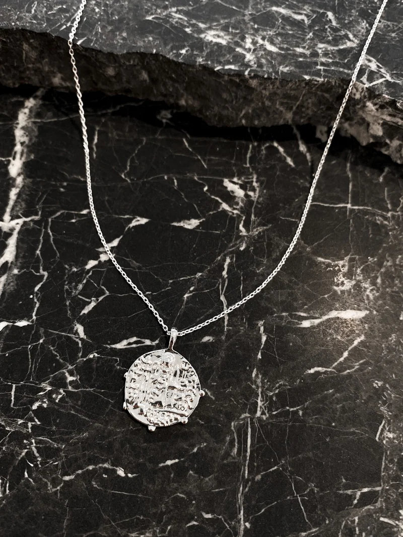 Coin Charm Necklace Silver