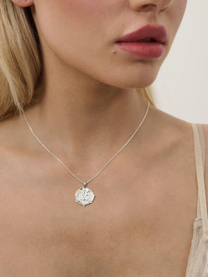 Coin Charm Necklace Silver