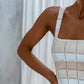 Primrose Dress - White/Neutral Stripe