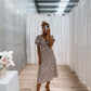 Florence Dress - Olive/Cream Geo