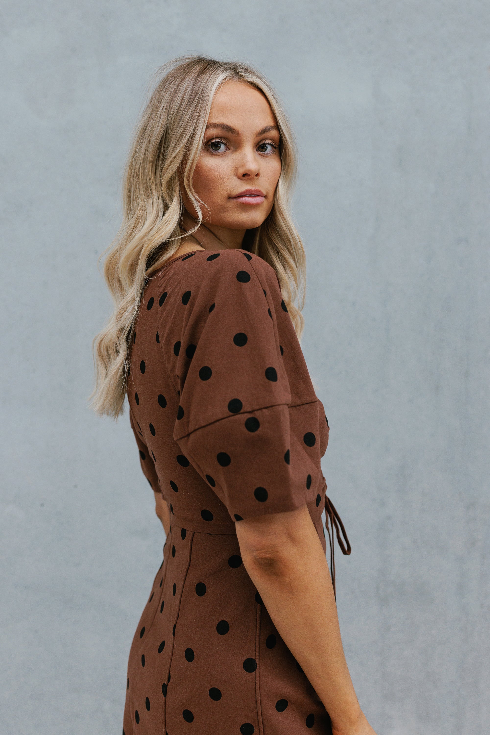 Nikayla Dress Chocolate Polka Dot