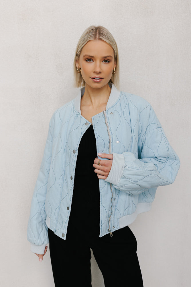 Inese Bomber Jacket - Washed Light Denim