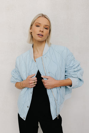 Inese Bomber Jacket - Washed Light Denim