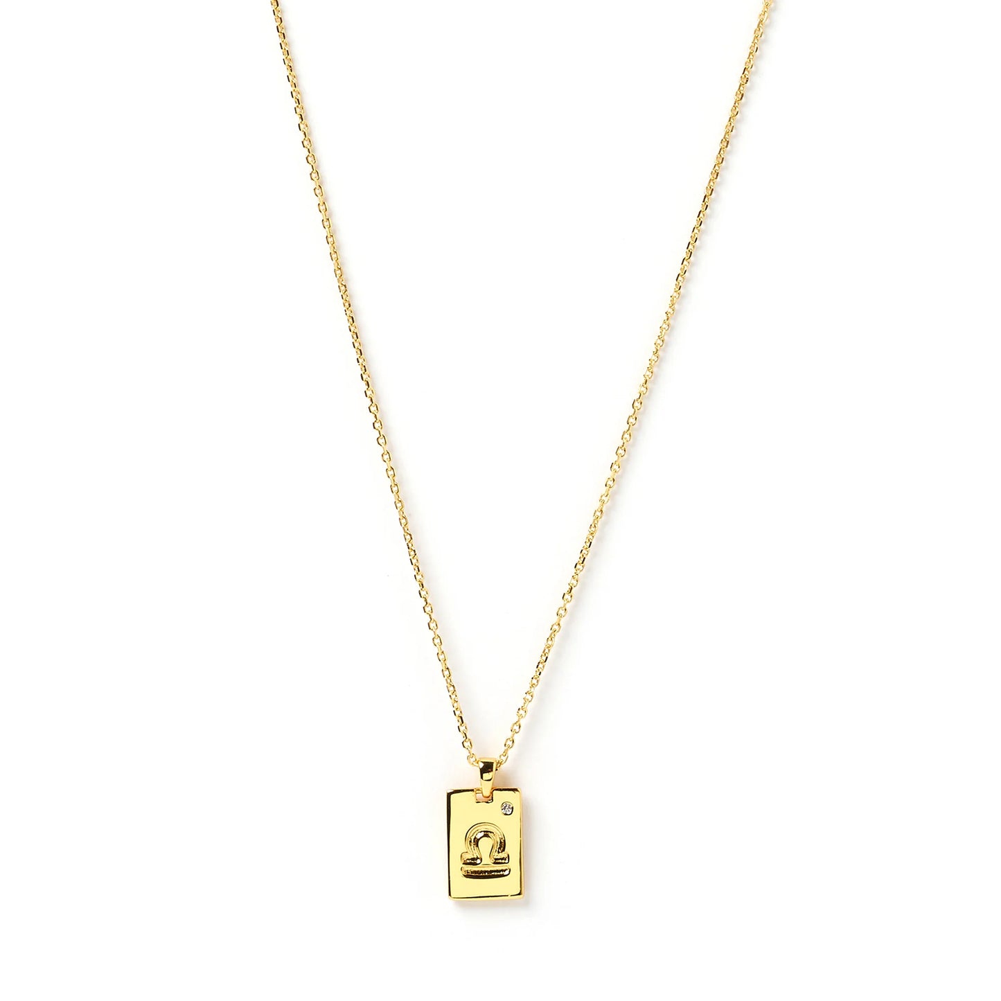 Libra Zodiac Tag Necklace - Gold