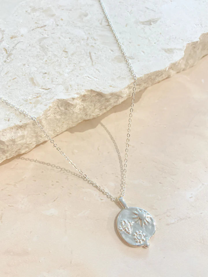 Ocean Coin Necklace - Silver