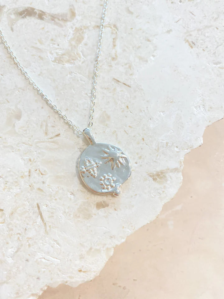 Ocean Coin Necklace - Silver