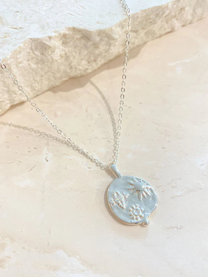 Ocean Coin Necklace - Silver