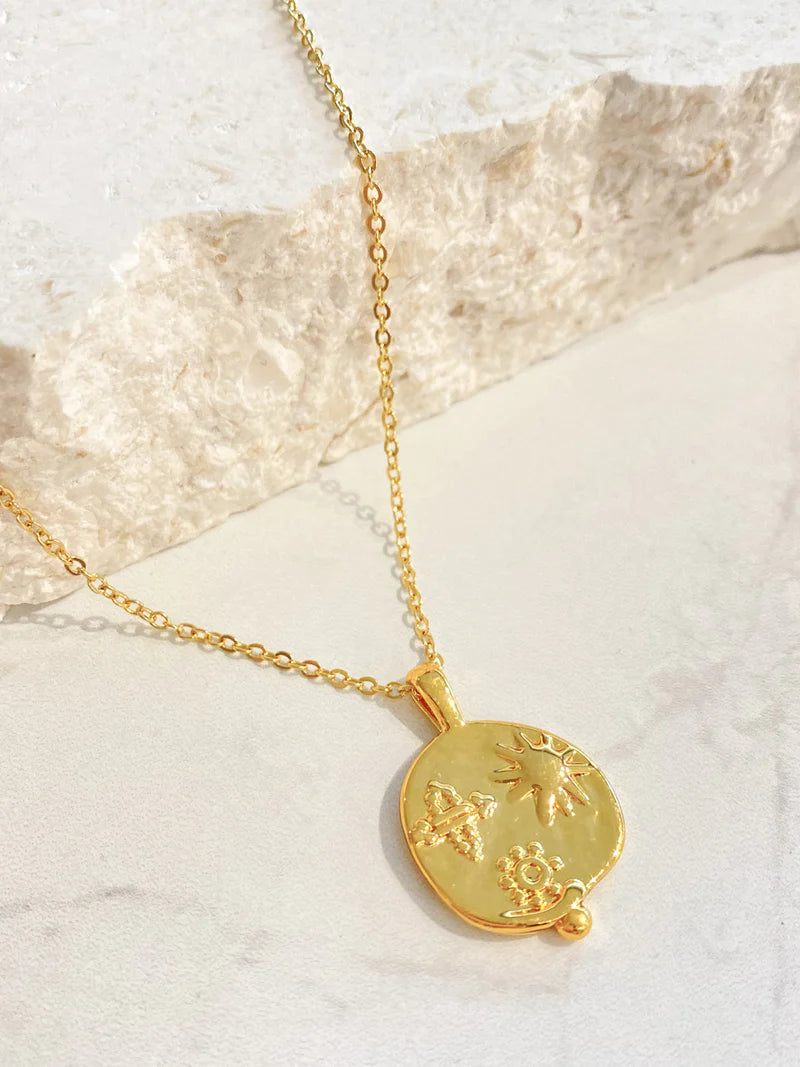 Ocean Coin Necklace Gold