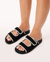 Abbot Knit Slides - Black/Cream