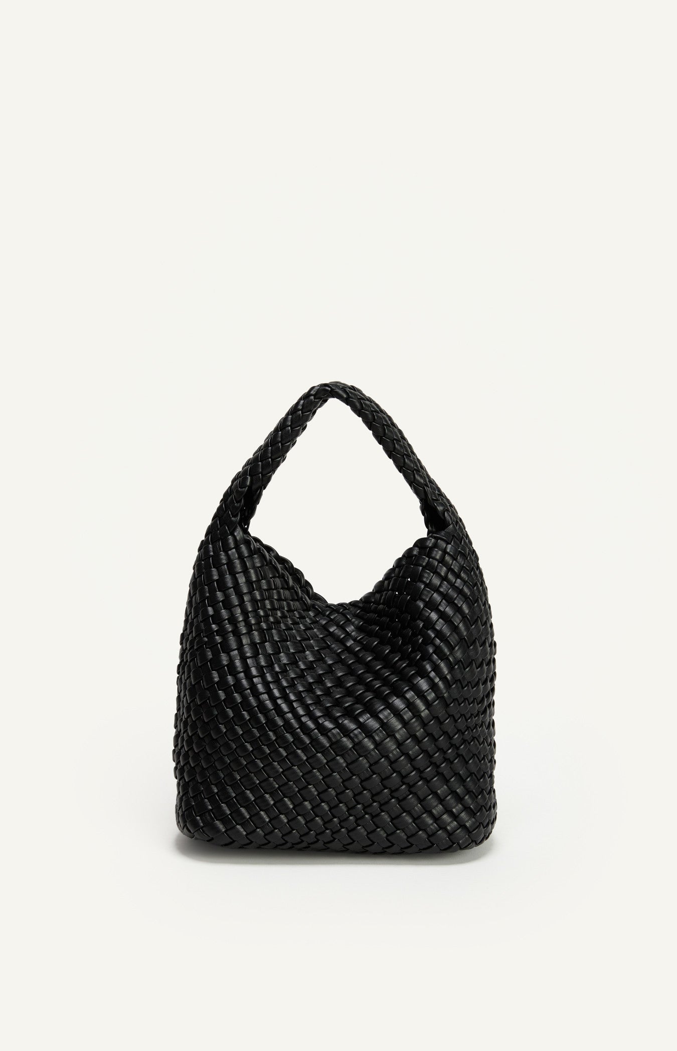 Angie Handle Bag - Black Woven Leather