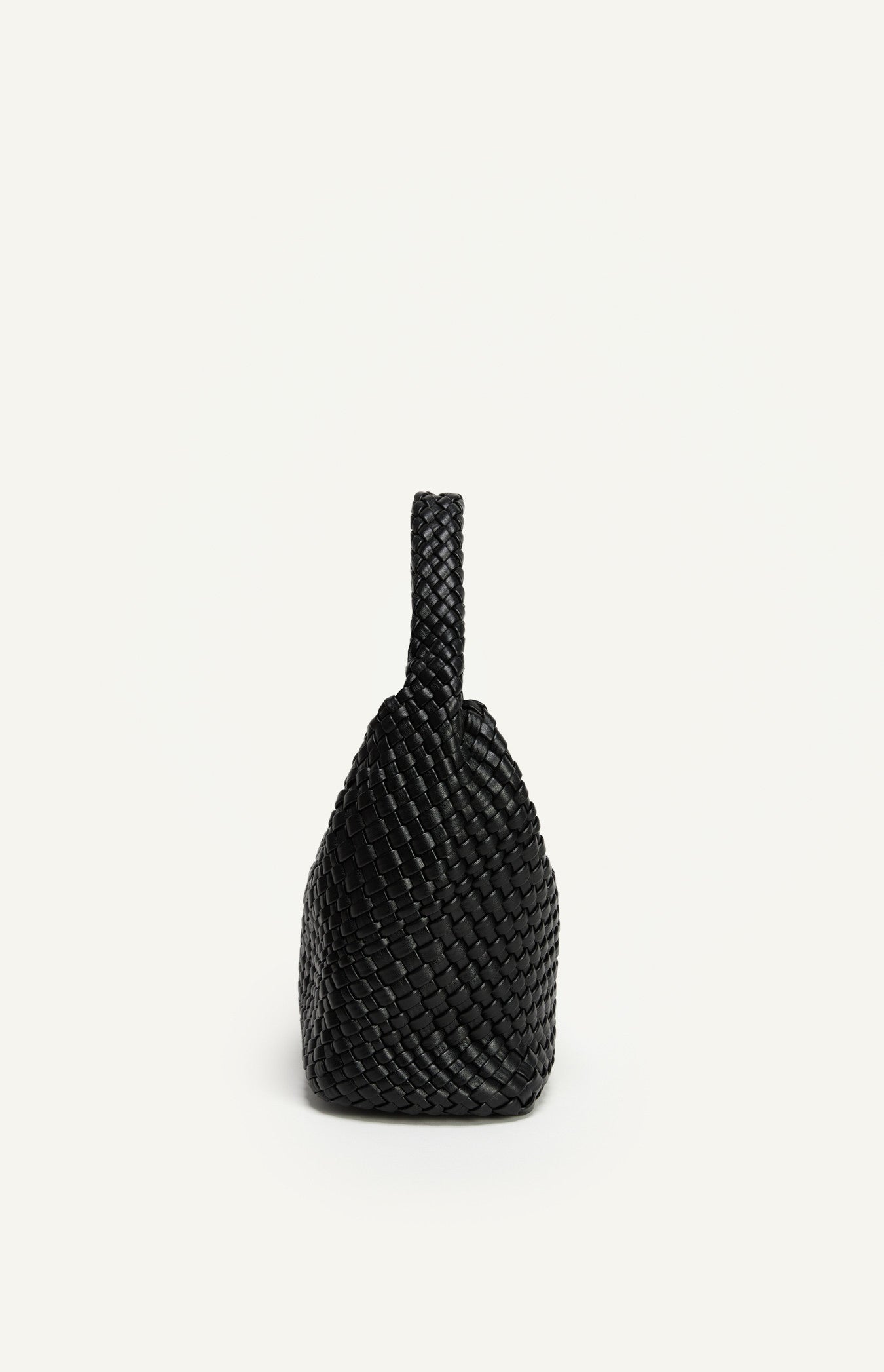 Angie Handle Bag - Black Woven Leather