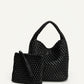 Angie Handle Bag - Black Woven Leather