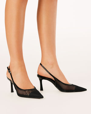 Xahia Heels - Black Net Mesh