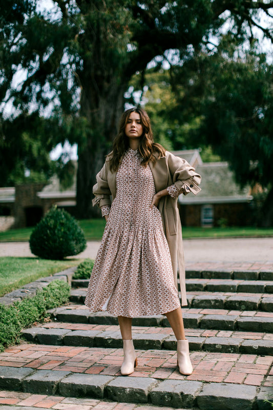 Onora Dress - Brown Geo