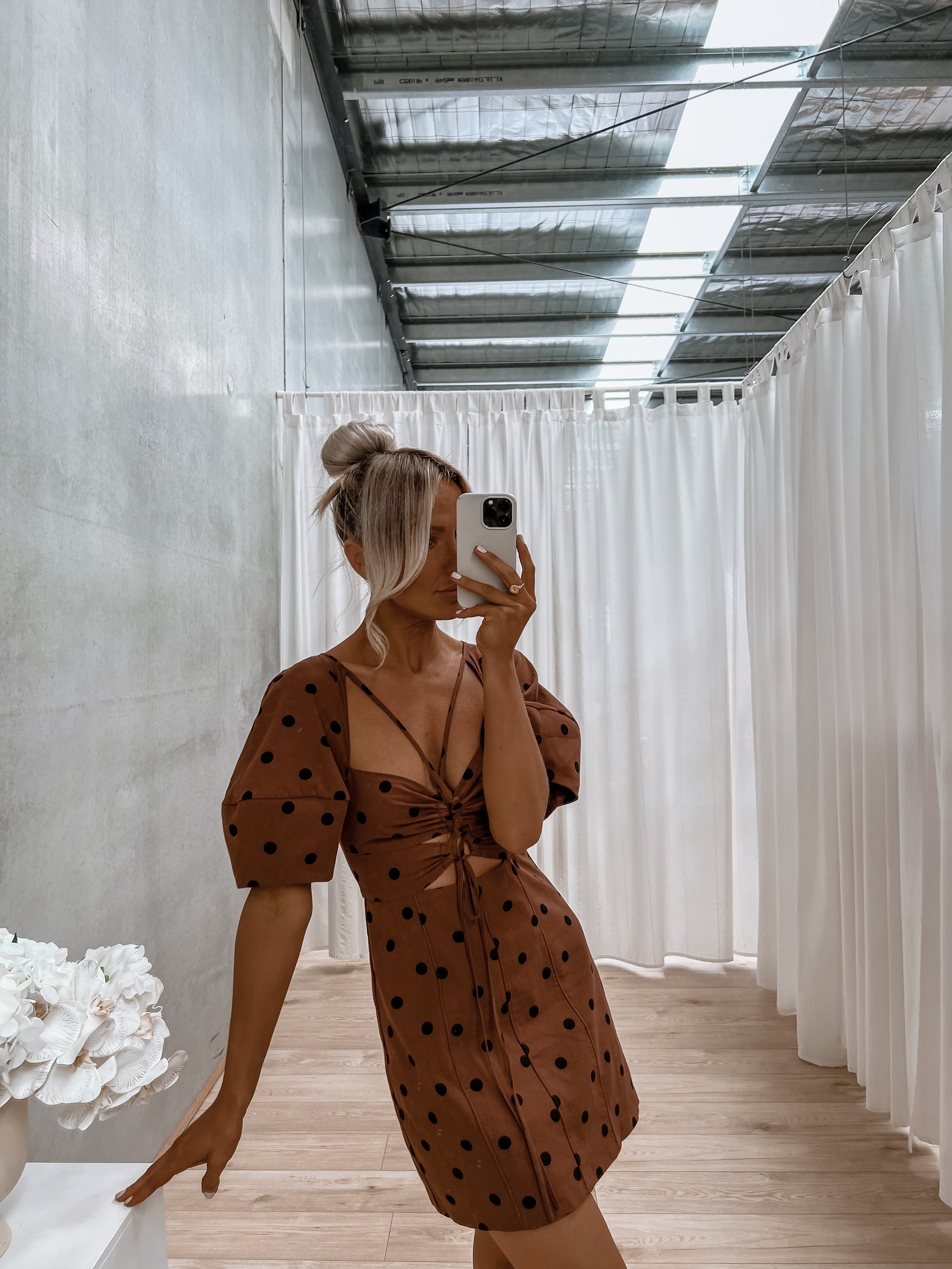 Nikayla Dress Chocolate Polka Dot