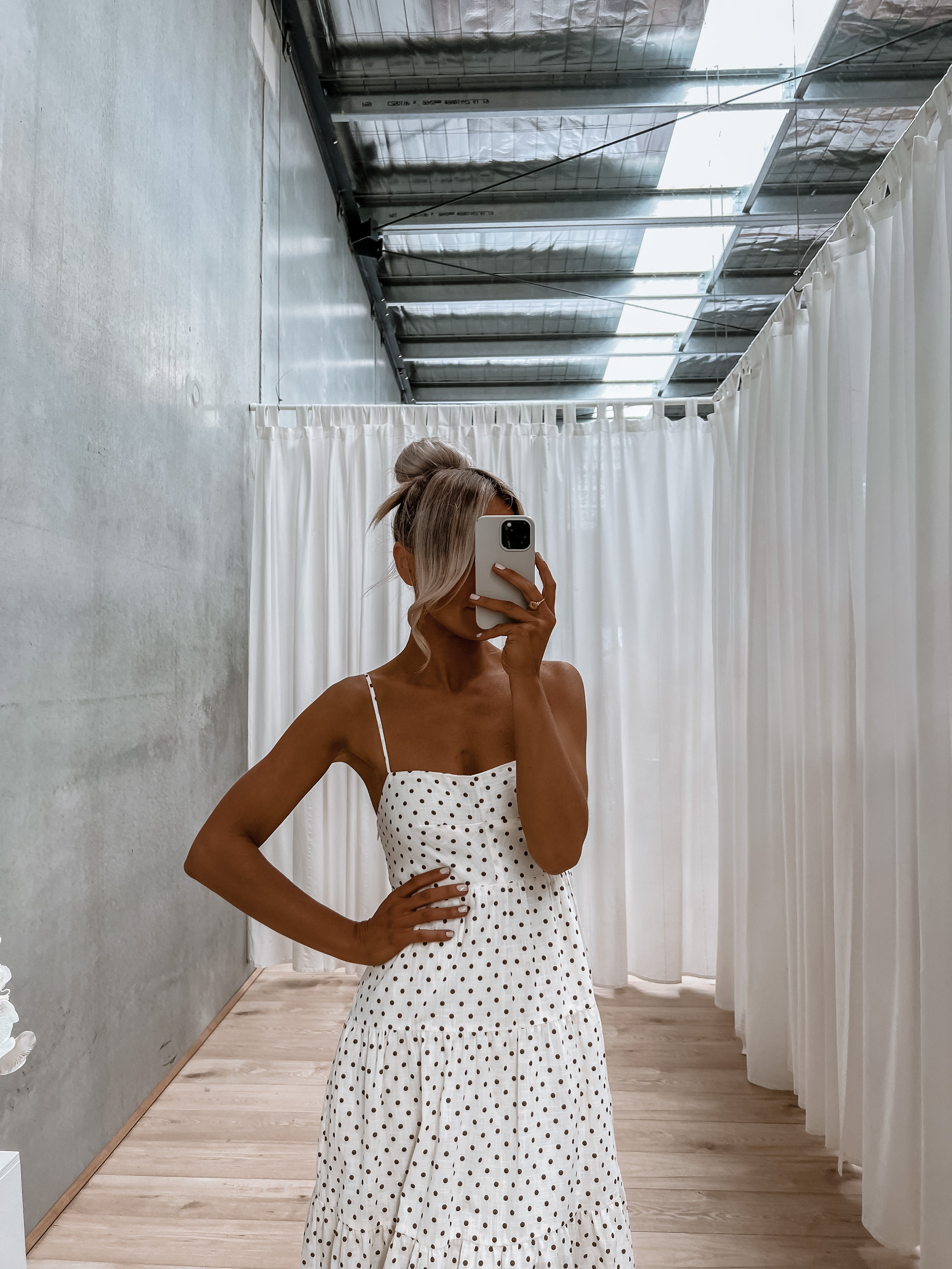 Kathryn Dress - Cream / Chocolate Spot