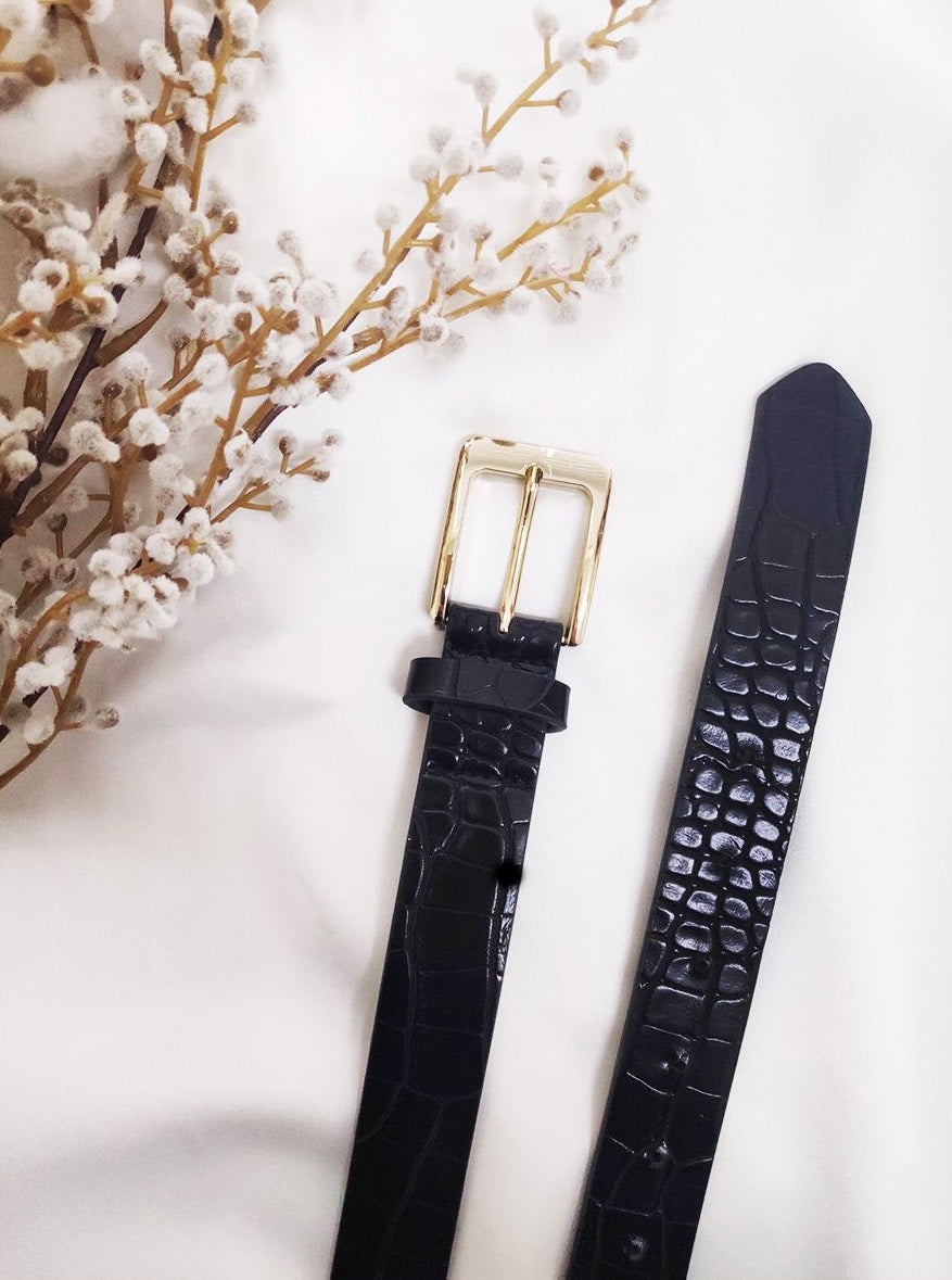 Sinclair Belt Black Croc