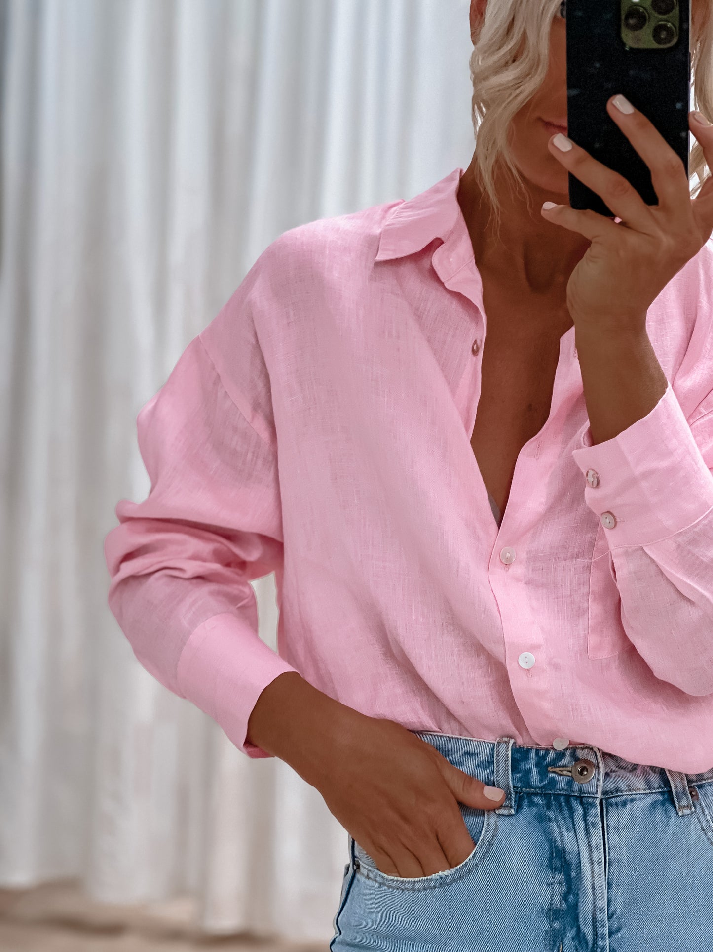 Valentine Shirt - Baby Pink Linen