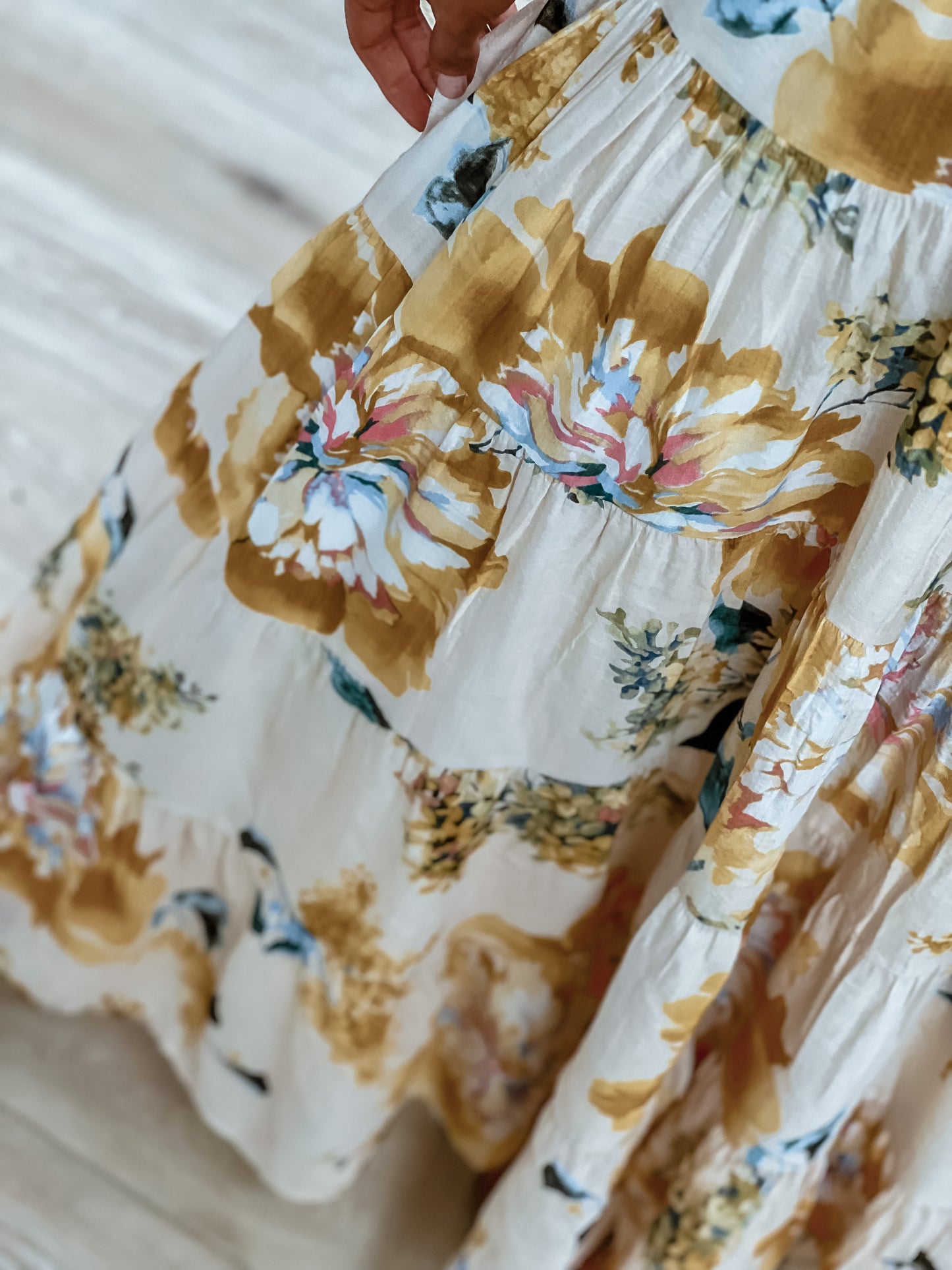 Ophelia Dress - Beige/Yellow Floral