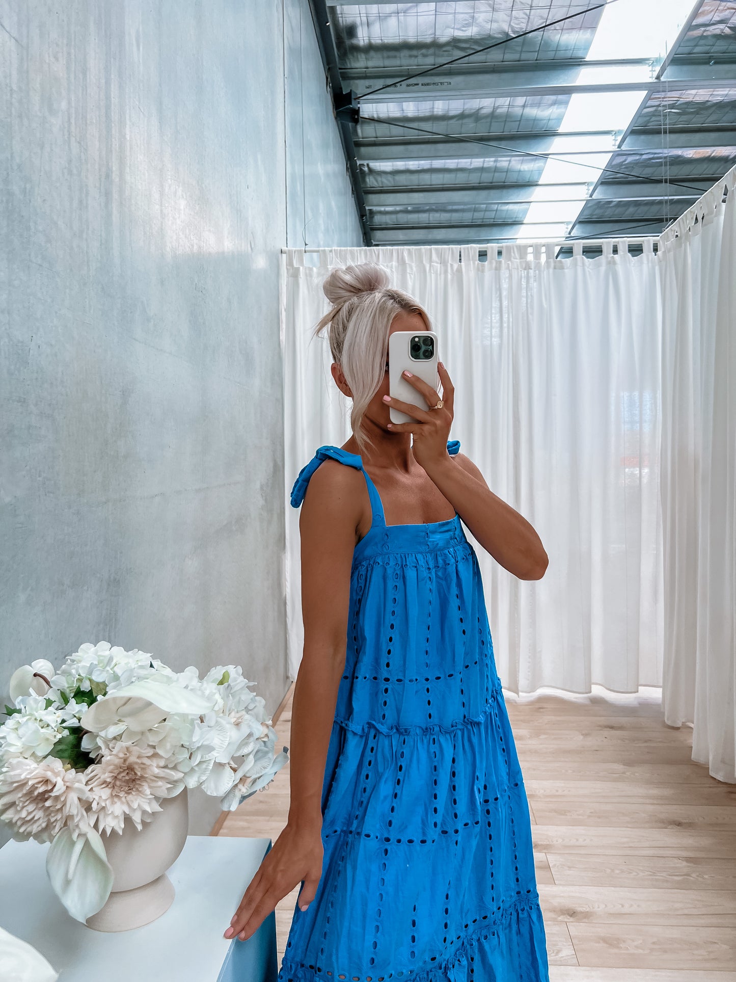 Teya Dress - Blue Embroidery